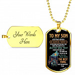 Wolf to My Son Never Forget How Much I Love You as You Grow Older You Will Face Dog Tag Pendant Necklace - Dog Tag (Gold Plated)