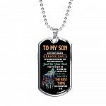 Wolf to My Son Never Forget How Much I Love You as You Grow Older You Will Face Dog Tag Pendant Necklace - Dog Tag (Silver)