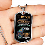 Wolf to My Son Never Forget How Much I Love You as You Grow Older You Will Face Dog Tag Pendant Necklace - Dog Tag (Silver)