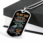 Wolf to My Son Never Forget How Much I Love You as You Grow Older You Will Face Dog Tag Pendant Necklace - Dog Tag (Silver)