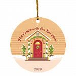 Personalized First Christmas In Our New Home Decorative Christmas Ornament - Holiday Flat Circle Ornament, White, Circle Ornament Personalized First Christmas In Our New Home Decorative Christmas Ornament - Holiday Flat Circle Ornament, White, Circle Ornament