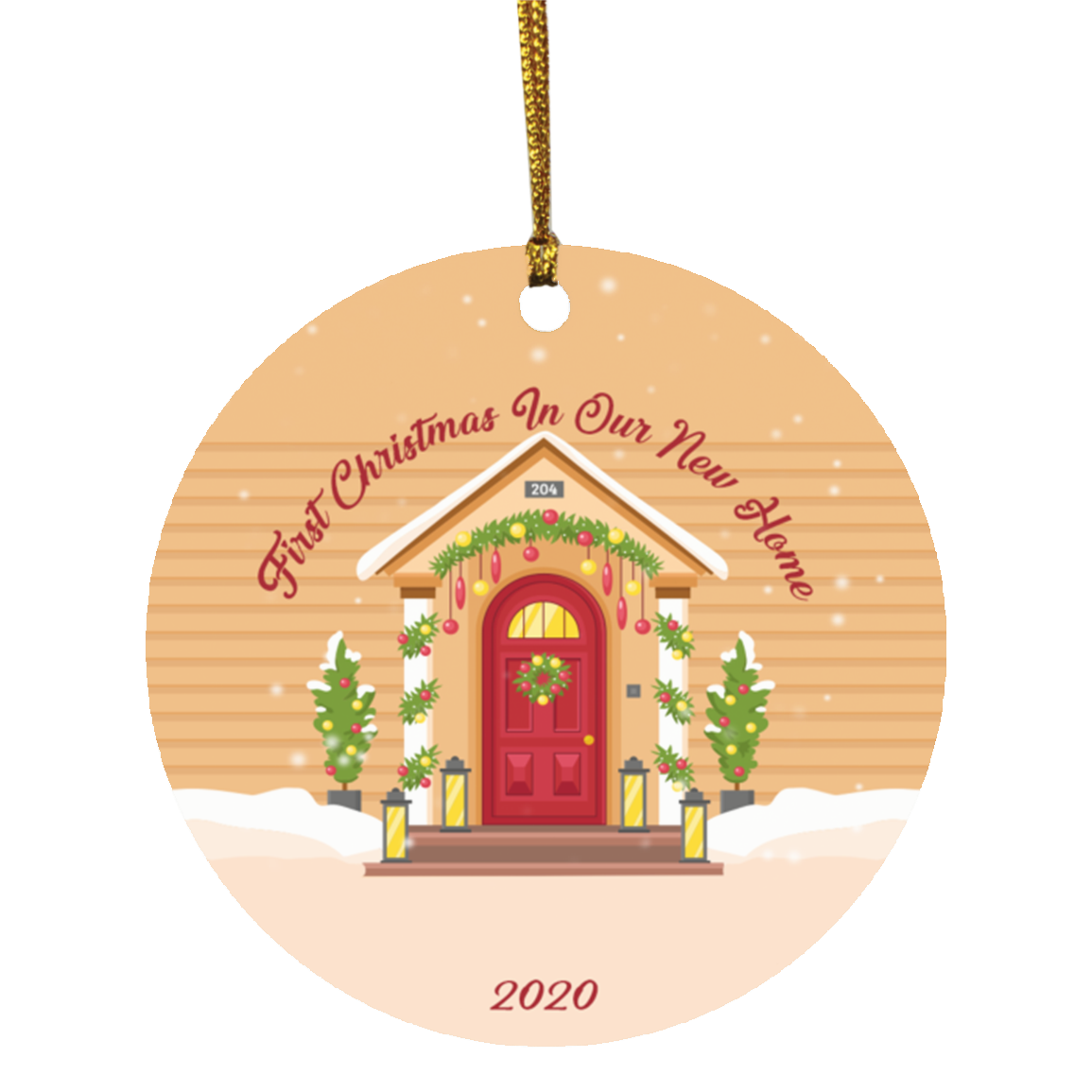 Personalized First Christmas In Our New Home Decorative Christmas Ornament - Holiday Flat Circle Ornament, White, Circle Ornament Personalized First Christmas In Our New Home Decorative Christmas Ornament - Holiday Flat Circle Ornament, White, Circle Ornament