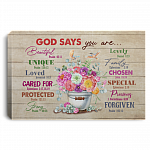 Gods Says You Are Beautiful Psalm 45 11 Unique Psalm Bible Wrapped Framed Canvas Prints - Unframed Poster, White, 0.75'' Framed Canvas