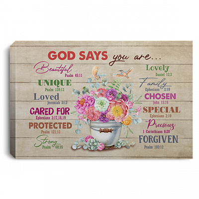 Gods Says You Are Beautiful Psalm 45 11 Unique Psalm Bible Wrapped Framed Canvas Prints - Unframed Poster, White, 0.75'' Framed Canvas