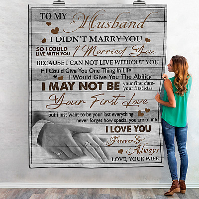 Alternative view of To My Husband I Didn't Marry You So I Could Live Without You From Wife Couple Rings Fleece Blanket - Mink Sherpa Blanket
