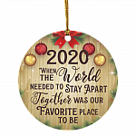 When The World Needed To Stay Apart Together Funny 2020 Pandemic Christmas Quarantine Circle Ornament, White, Circle Ornament