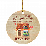 Personalized We Survived Lockdown 2020 Together Decorative Christmas Ornament - Holiday Flat Circle Ornament, White, Circle Ornament