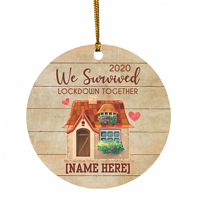 Personalized We Survived Lockdown 2020 Together Decorative Christmas Ornament - Holiday Flat Circle Ornament, White, Circle Ornament