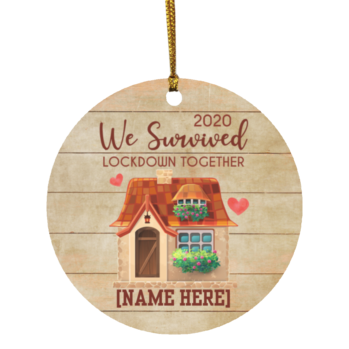 Personalized We Survived Lockdown 2020 Together Decorative Christmas Ornament - Holiday Flat Circle Ornament, White, Circle Ornament