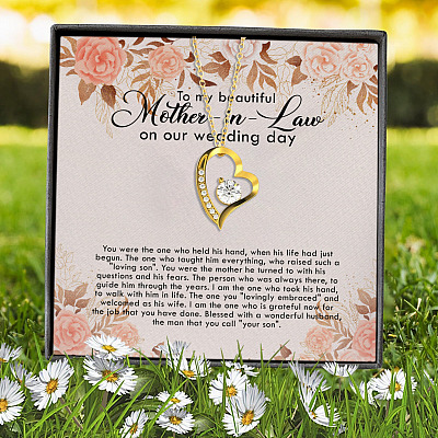 To My Beautiful Mother In Law On Our Wedding Day Forever Love Heart Pendant Necklace - Mother In Law Gifts