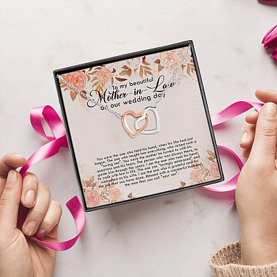 Alternative view of To My Beautiful Mother In Law On Our Wedding Day Joined Interlocking Hearts Pendant Necklace