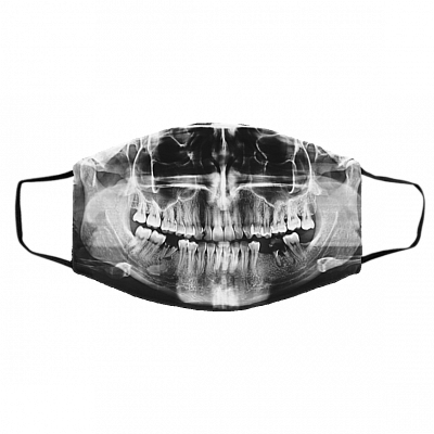 Skull Xray Dental Gift Washable Reusable Custom - Printed Cloth Face Mask Cover, White, Cloth Face Cover – Medium/Large