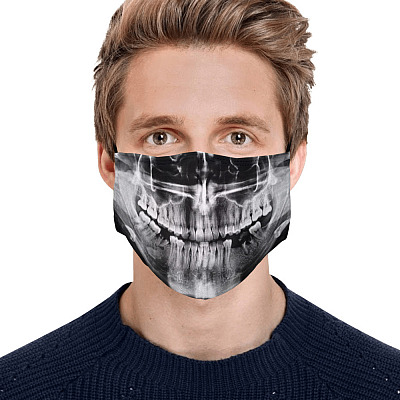 Alternative view of Skull Xray Dental Gift Washable Reusable Custom - Printed Cloth Face Mask Cover