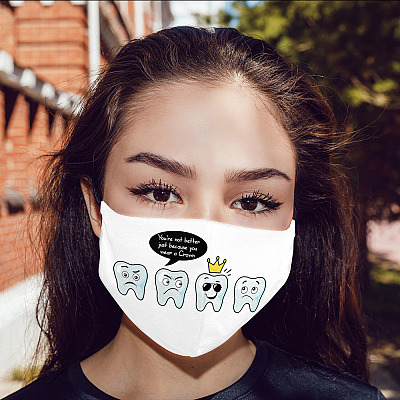 Alternative view of Funny Dentist Gift Dental Crown Washable Reusable Custom - Printed Cloth Face Mask Cover
