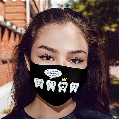 Alternative view of Dentist Gift Funny Dental Crown Washable Reusable Custom - Printed Cloth Face Mask Cover