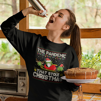 Alternative view of The Pandemic That Stole Christmas Funny Quarantine Christmas 2020 Ugly Christmas Style Hoodie - Sweatshirt