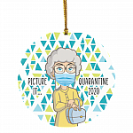 Picture It Quarantine 2020 Sophia Decorative Christmas Ornament - Holiday Flat Circle Ornament, White, Circle Ornament