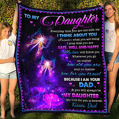 Alternative view of Dad To My Daughter Every Day That You Are Not With Me I Think About You Fleece Blanket-Mink Blanket