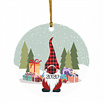 Quarantine Christmas Gnome 2020 Decorative Christmas Ornament - Holiday Flat Circle Ornament, White, Circle Ornament
