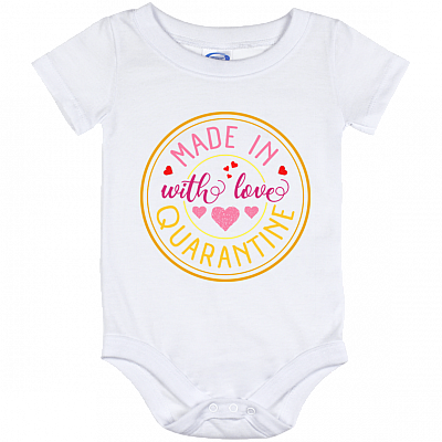 Made With Love Quarantined Together Funny Baby Onesie - Toddler Baby Infant Bodysuit, White, Baby Onesie - 12 Month