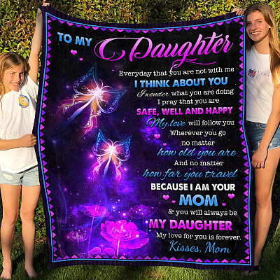 Alternative view of Mom To My Daughter Every Day That You Are Not With Me I Think About You Fleece Blanket-Mink Blanket
