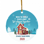 Personalize Stayed Together Decorative Christmas Ornament - Holiday Flat Circle Ornament, White, Circle Ornament