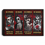 Be Strong When You Are Weak Be Brave When You Are Scared Tattoo Girl with Skull Framed Canvas Prints - Unframed Poster, White, 0.75'' Framed Canvas