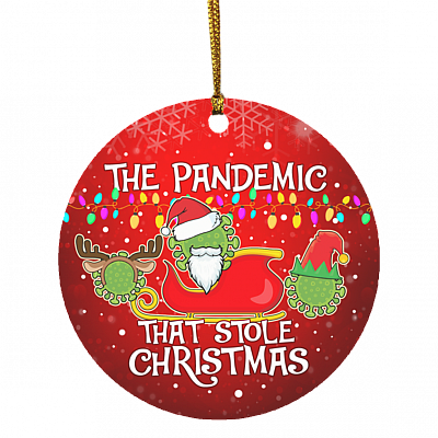 The Pandemic That Stole Christmas Funny Pandemic Covid Christmas Quarantine 2020 Circle Ornament, White, Circle Ornament