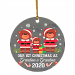 Our First Christmas As Grandpa And Grandma Circle Ornament - Grandparents Christmas Tree Holiday Decoration, White, Circle Ornament