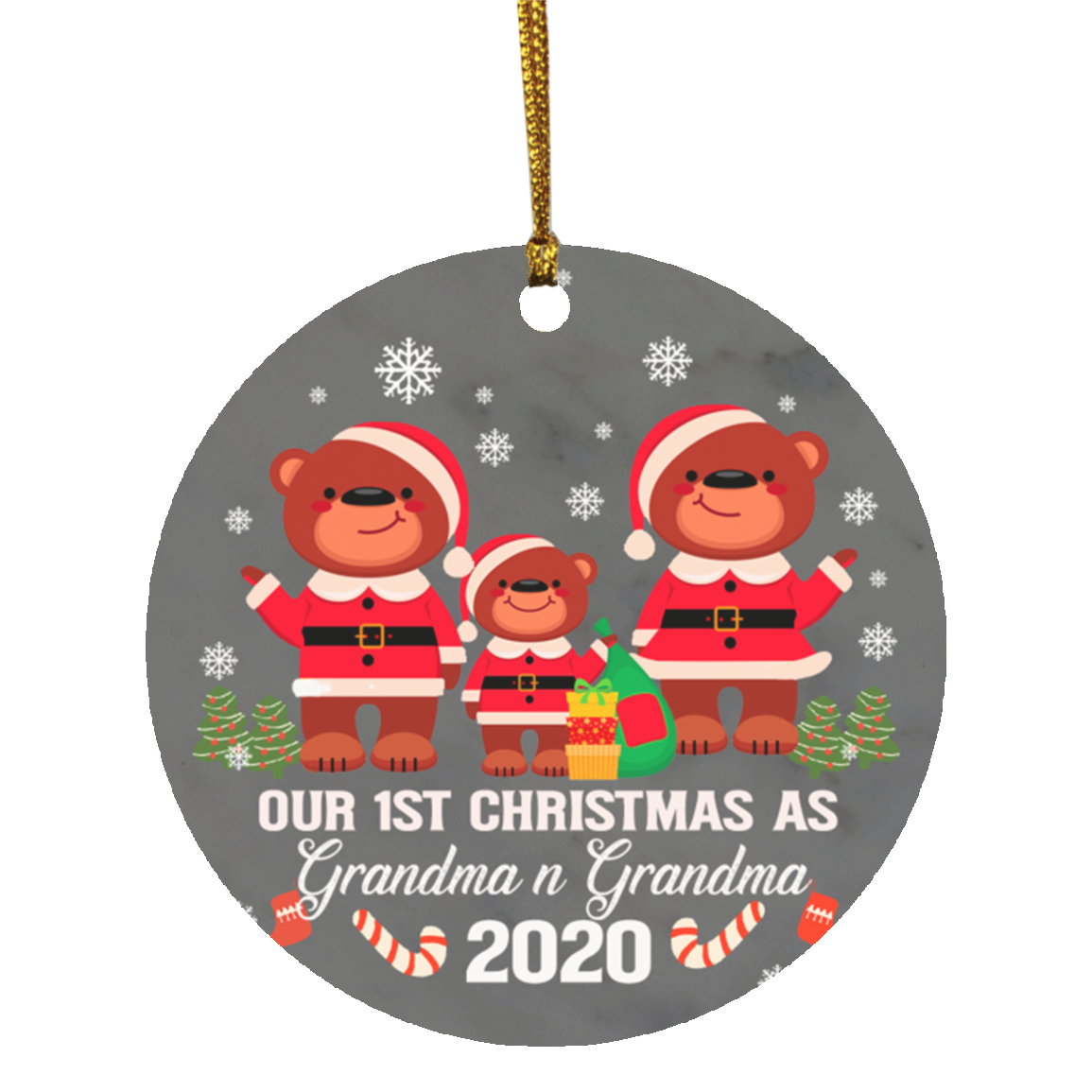 Our First Christmas As Grandpa And Grandma Circle Ornament - Grandparents Christmas Tree Holiday Decoration, White, Circle Ornament