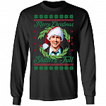 Merry Christmas Shitters Full Clark Griswold Christmas Vacation Ugly Christmas Sweater Long Sleeve, Black, Long Sleeve