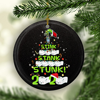 Alternative view of Stink Stank Stunk 2020 Christmas Ornament - 2020 Pandemic Quarantine Christmas 2020 Memes Circle Ornament