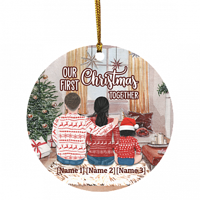 Personalized Our First Christmas Together Family Decorative Christmas Ornament - Holiday Flat Circle Ornament, White, Circle Ornament