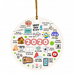 2020 Pandemic Quarantine Circle Christmas Ornament Keepsake - Funny Holiday Flat Ornament For Christmas Tree, White, Circle Ornament