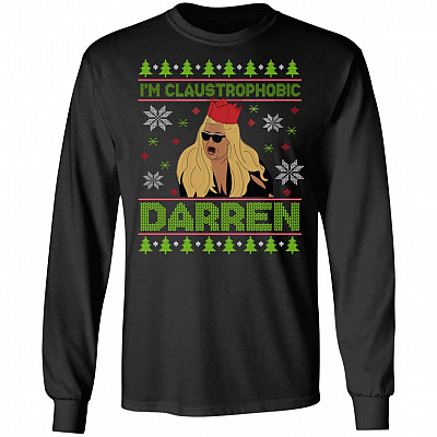I'm Claustrophobic Darren Hoodie - Sweatshirt - Long Sleeve Shirt - Gemma Collins Ugly Christmas Sweater, Black, Long Sleeve