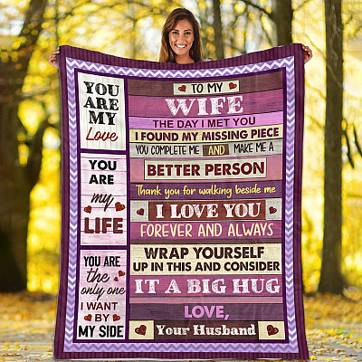 Alternative view of To My Wife The Day I Met You I Found My Missing Piece From Husband Fleece Blanket - Premium Sherpa Blanket