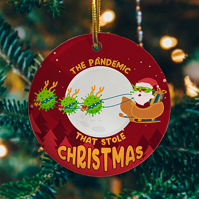 Alternative view of The Pandemic That Stole Christmas 2020 Decorative Christmas Ornament - Holiday Flat Circle Ornament