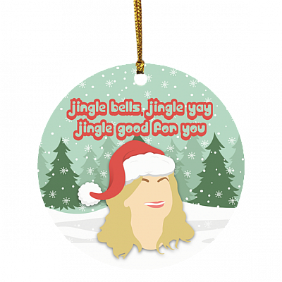 Jingle Bells Jingle Yay Jingle Good for You Movie Christmas Ornament - Holiday Flat Circle Ornament Keepsake, White, Circle Ornament