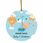 Personalized Baby's First Christmas 2020 Decorative Christmas Ornament - Holiday Flat Circle Ornament, White, Circle Ornament Personalized Baby's First Christmas 2020 Decorative Christmas Ornament - Holiday Flat Circle Ornament, White, Circle Ornament