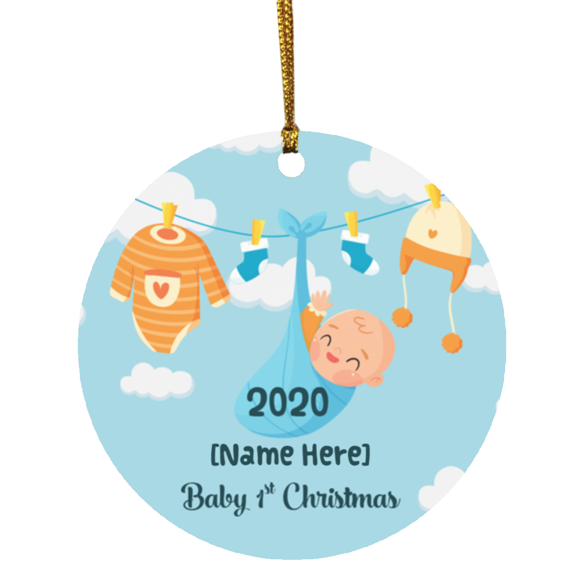 Personalized Baby's First Christmas 2020 Decorative Christmas Ornament - Holiday Flat Circle Ornament, White, Circle Ornament Personalized Baby's First Christmas 2020 Decorative Christmas Ornament - Holiday Flat Circle Ornament, White, Circle Ornament