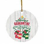 Merry Quarantine Christmas Funny Pandemic Christmas 2020 Xmas Holiday Flat Circle Ornament Keepsake, White, Circle Ornament