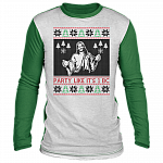Party Like It's Year 1 Before Christ Happy Birthday Jesus Ugly Sweater, White/Green, Ugly Christmas Sweater