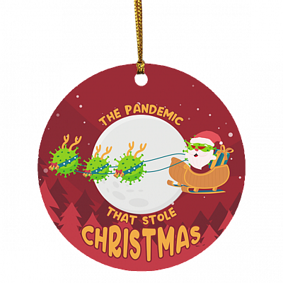 The Pandemic That Stole Christmas 2020 Decorative Christmas Ornament - Holiday Flat Circle Ornament, White, Circle Ornament