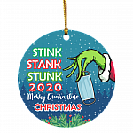 Stink Stank Stunk 2020 Merry Quarantine Christmas Circle Christmas Tree Ornament Keepsake, White, Circle Ornament