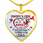 Daddy's Girl I Used To Be His Angel Red Cardinals Heart Pendant Necklace - Cardinals Father Daughter Necklace - Heart Luxury Necklace (Gold Plated)