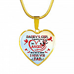 Daddy's Girl I Used To Be His Angel Red Cardinals Heart Pendant Necklace - Cardinals Father Daughter Necklace - Heart Luxury Necklace (Gold Plated)