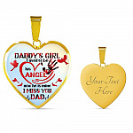 Daddy's Girl I Used To Be His Angel Red Cardinals Heart Pendant Necklace - Cardinals Father Daughter Necklace - Heart Luxury Necklace (Gold Plated)