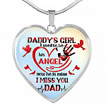 Daddy's Girl I Used To Be His Angel Red Cardinals Heart Pendant Necklace - Cardinals Father Daughter Necklace - Heart Luxury Necklace (Silver)