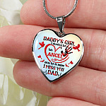 Daddy's Girl I Used To Be His Angel Red Cardinals Heart Pendant Necklace - Cardinals Father Daughter Necklace - Heart Luxury Necklace (Silver)