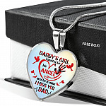 Daddy's Girl I Used To Be His Angel Red Cardinals Heart Pendant Necklace - Cardinals Father Daughter Necklace - Heart Luxury Necklace (Silver)